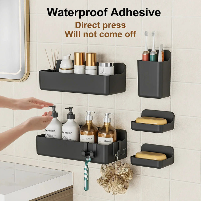 Bathroom Organizer - Wall-Mounted Stainless Steel 5-Piece by House Of Avana