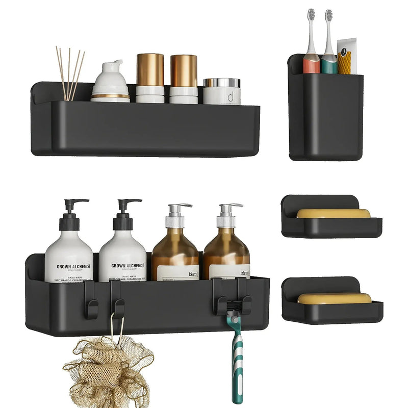 Bathroom Organizer - Wall-Mounted Stainless Steel 5-Piece by House Of Avana
