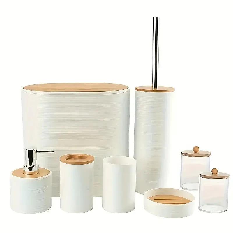 Bathroom Set - Bamboo 8pcs by House Of Avana
