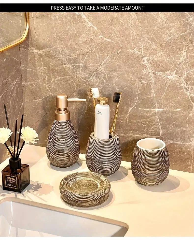 Bathroom Set - Handmade Ceramic White 5-Piece by House Of Avana