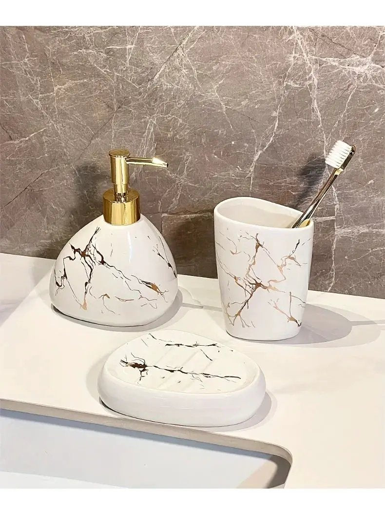 Bathroom Set - Luxury Ceramic 4-Piece by House Of Avana