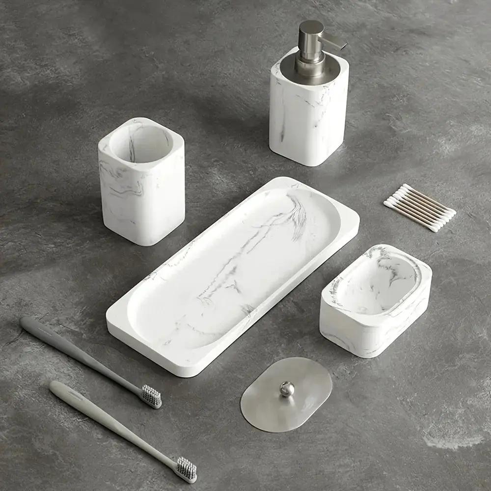 Bathroom Set - Marble White Four-Piece by House Of Avana