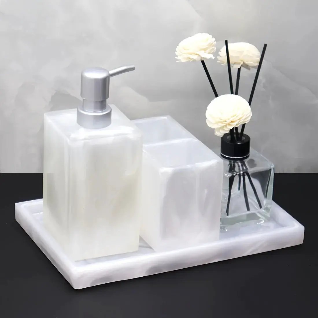 Bathroom Set - Minimalist Ceramic 4Piece by House Of Avana