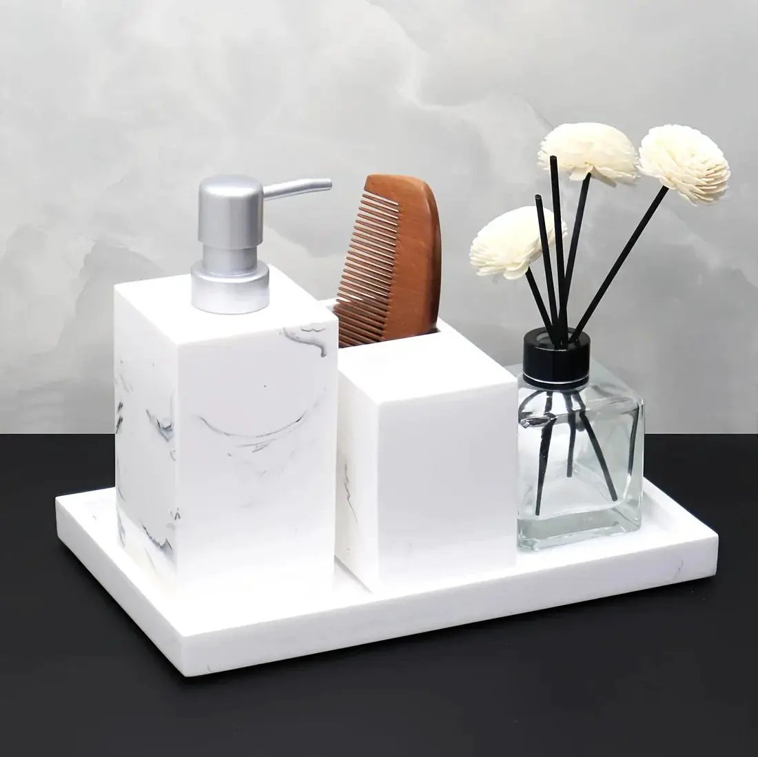 Bathroom Set - Minimalist Ceramic 4Piece by House Of Avana