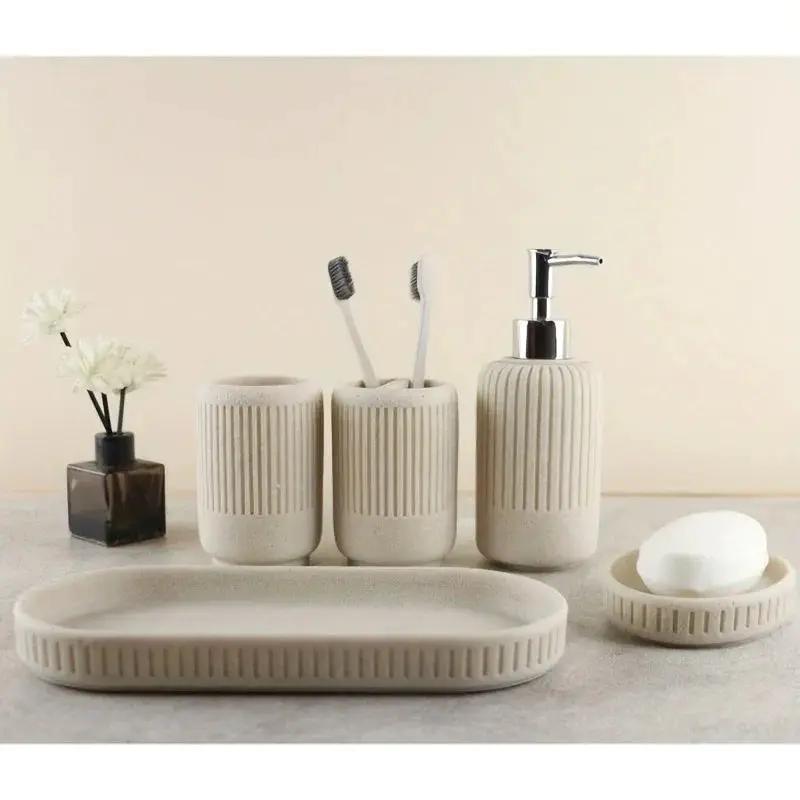 Bathroom Set - Modern Ceramic 5pcs by House Of Avana