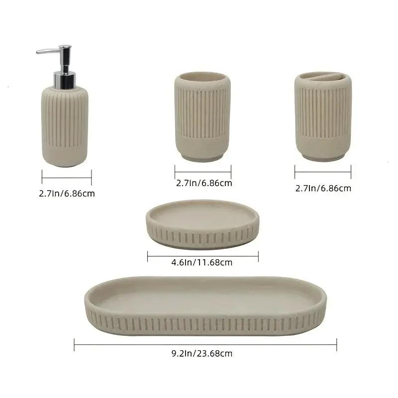 Bathroom Set - Modern Ceramic 5pcs by House Of Avana