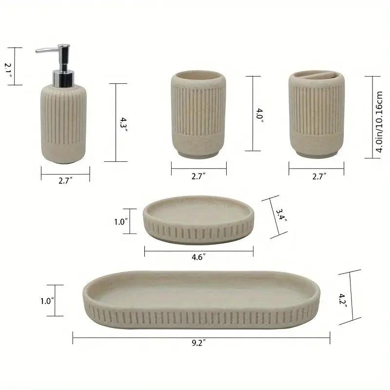 Bathroom Set - Modern Ceramic 5pcs by House Of Avana