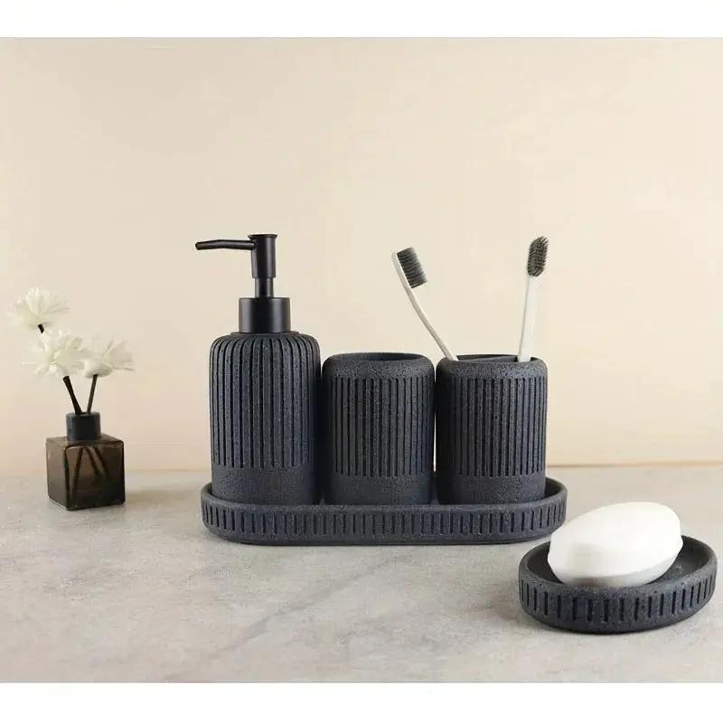 Bathroom Set - Modern Ceramic 5pcs by House Of Avana