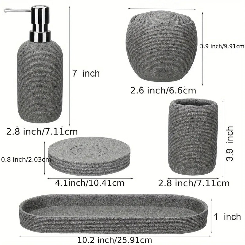 Bathroom Set - Natural Gray Stone 5pcs by House Of Avana