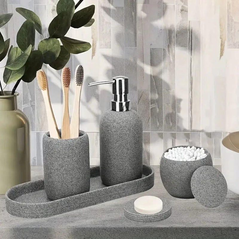 Bathroom Set - Natural Gray Stone 5pcs by House Of Avana