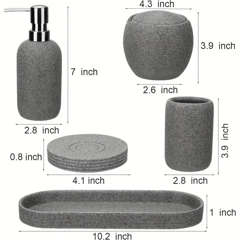 Bathroom Set - Natural Gray Stone 5pcs by House Of Avana