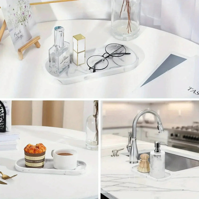 Bathroom Tray - Marble Pattern 25.4cm by House Of Avana
