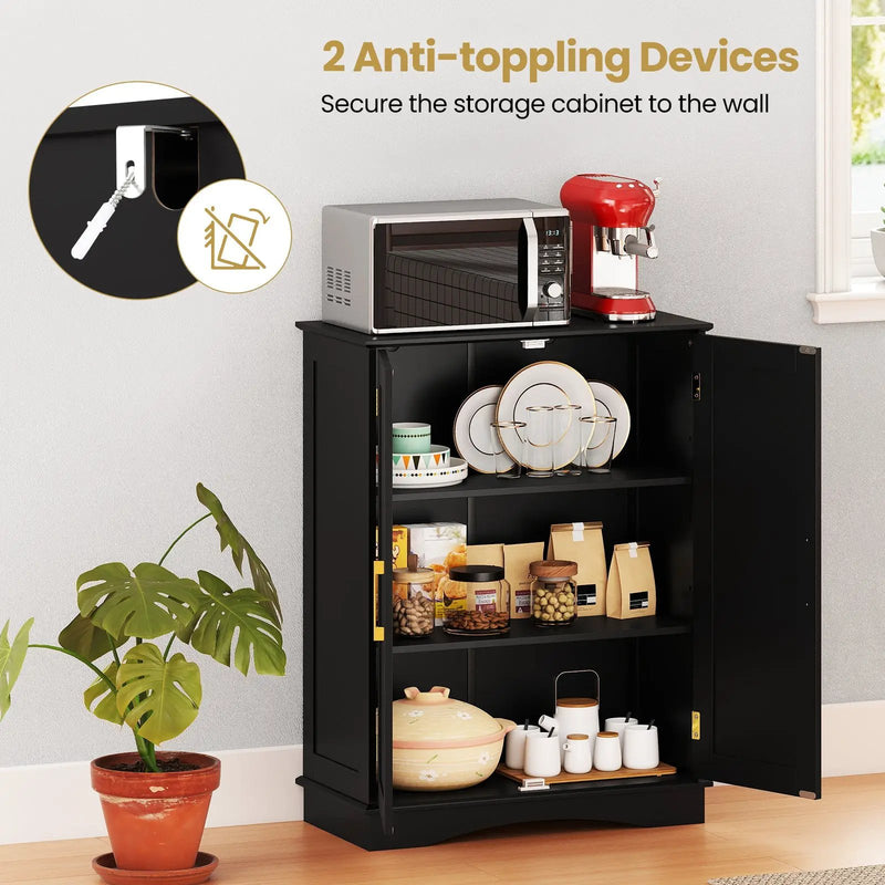 Bathroom Floor Storage Cabinet with 2 Doors and Adjustable Shelves by DirectDeals