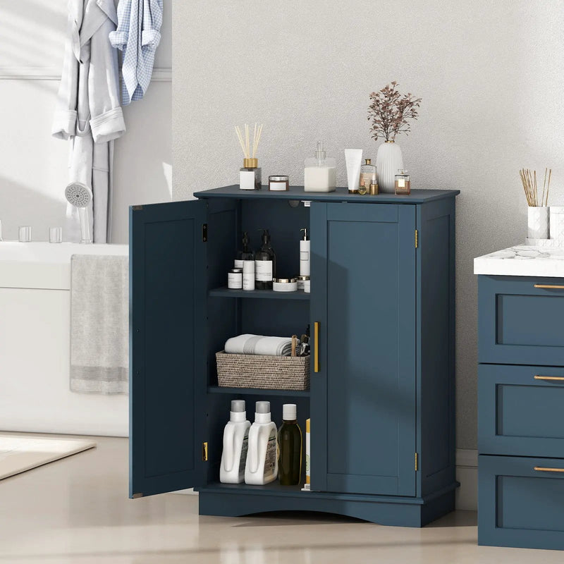 Bathroom Floor Storage Cabinet with 2 Doors and Adjustable Shelves by DirectDeals