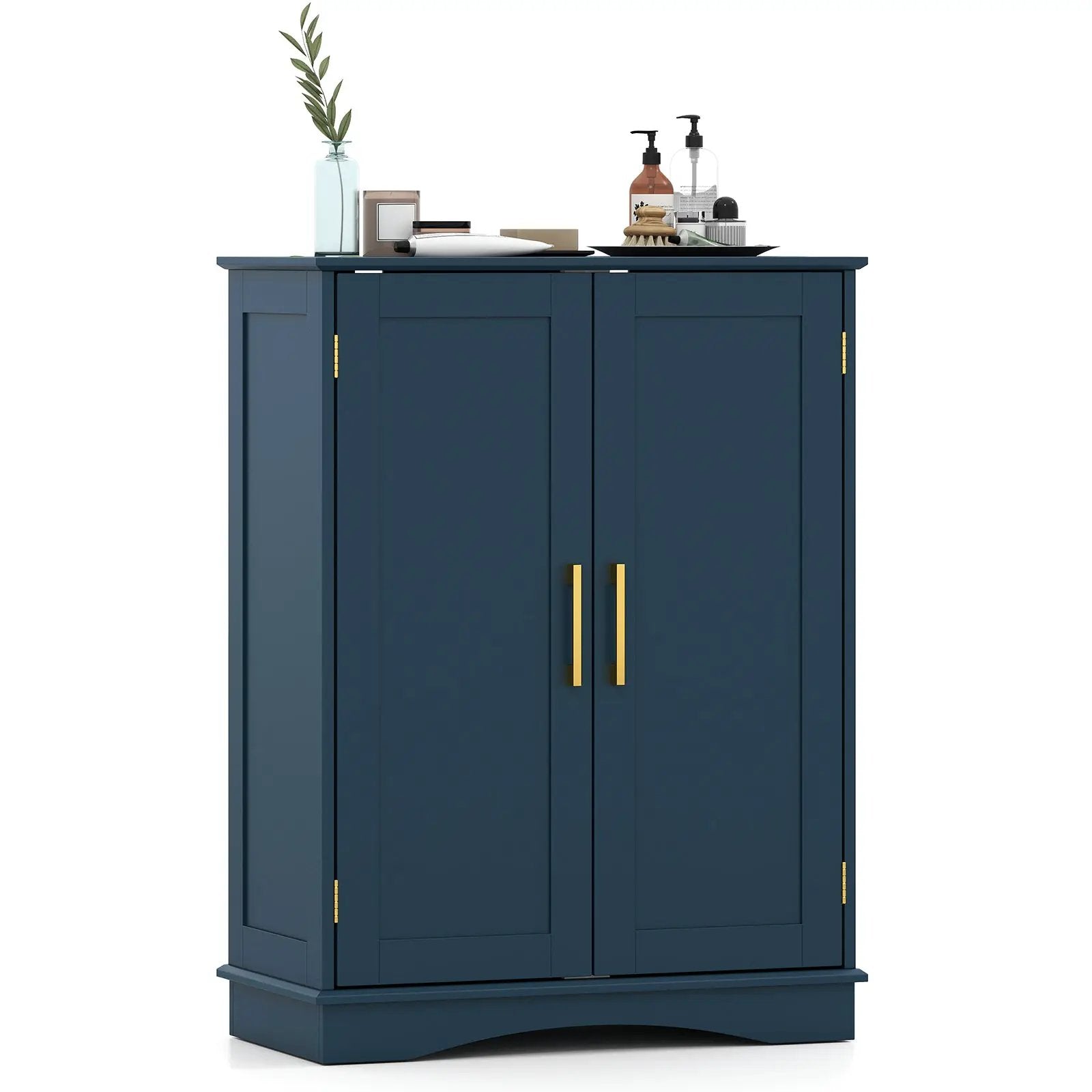 Bathroom Floor Storage Cabinet with 2 Doors and Adjustable Shelves by DirectDeals