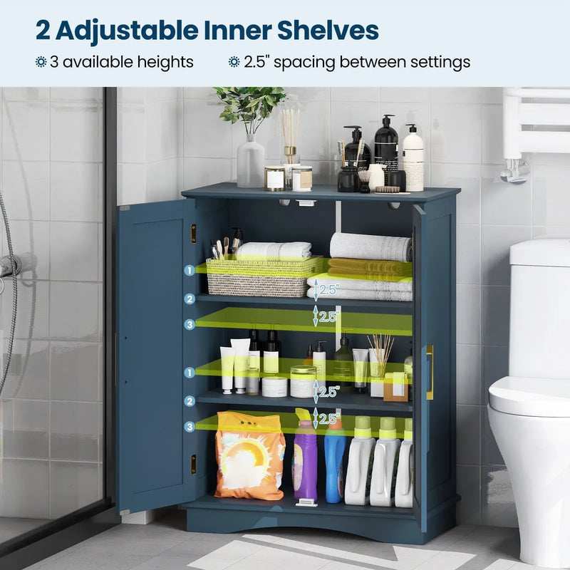 Bathroom Floor Storage Cabinet with 2 Doors and Adjustable Shelves by DirectDeals
