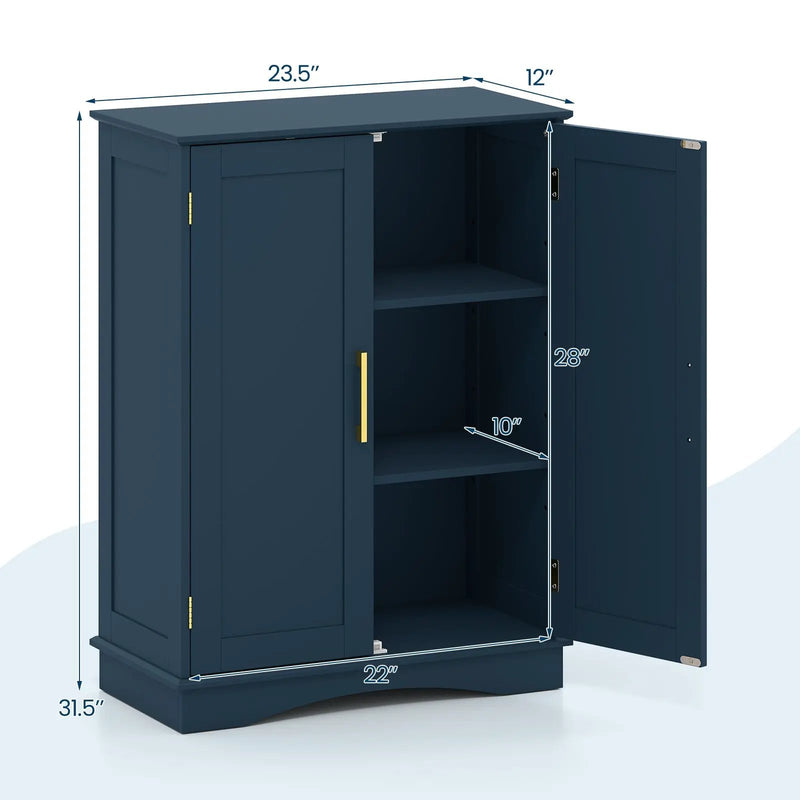 Bathroom Floor Storage Cabinet with 2 Doors and Adjustable Shelves by DirectDeals