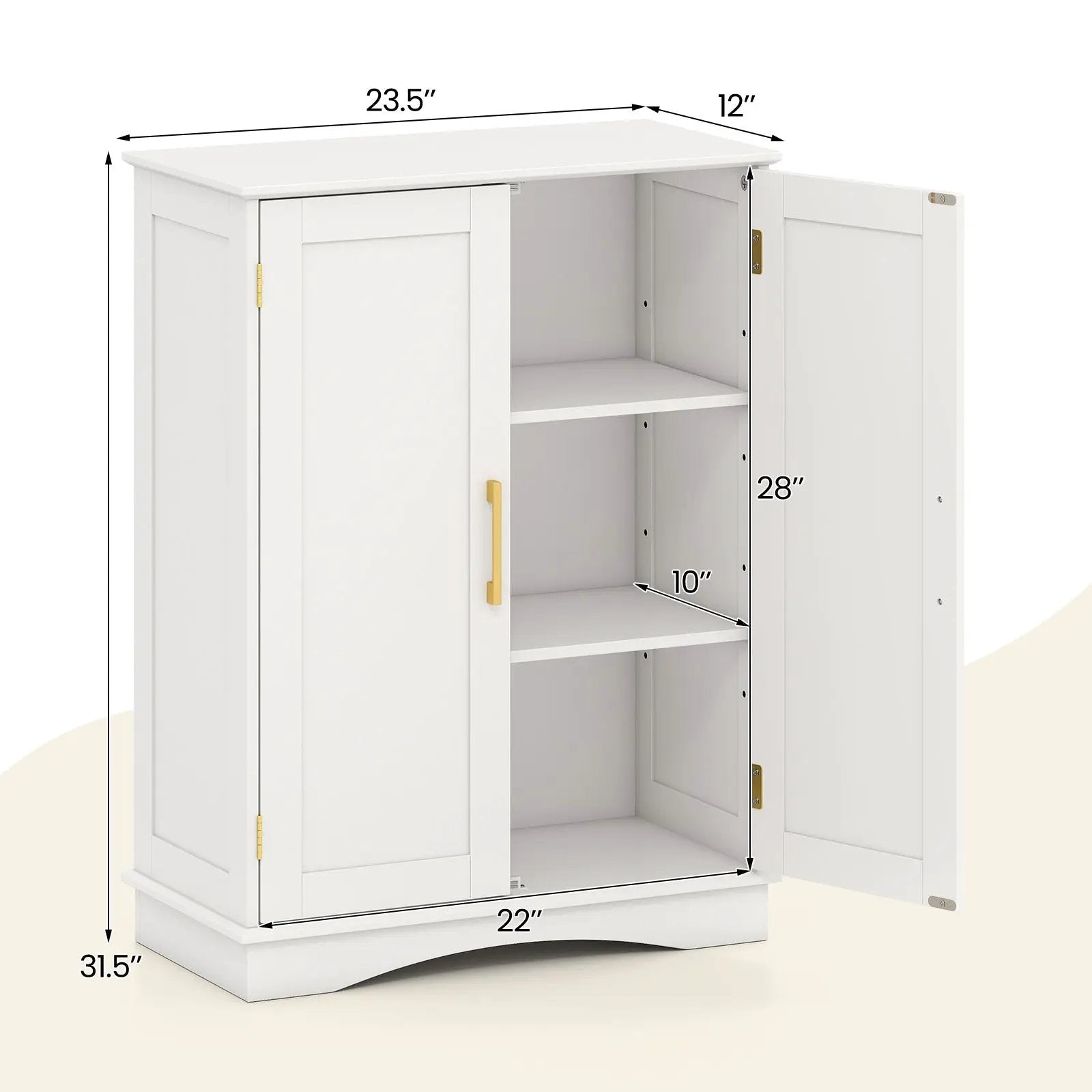 Bathroom Floor Storage Cabinet with 2 Doors and Adjustable Shelves by DirectDeals