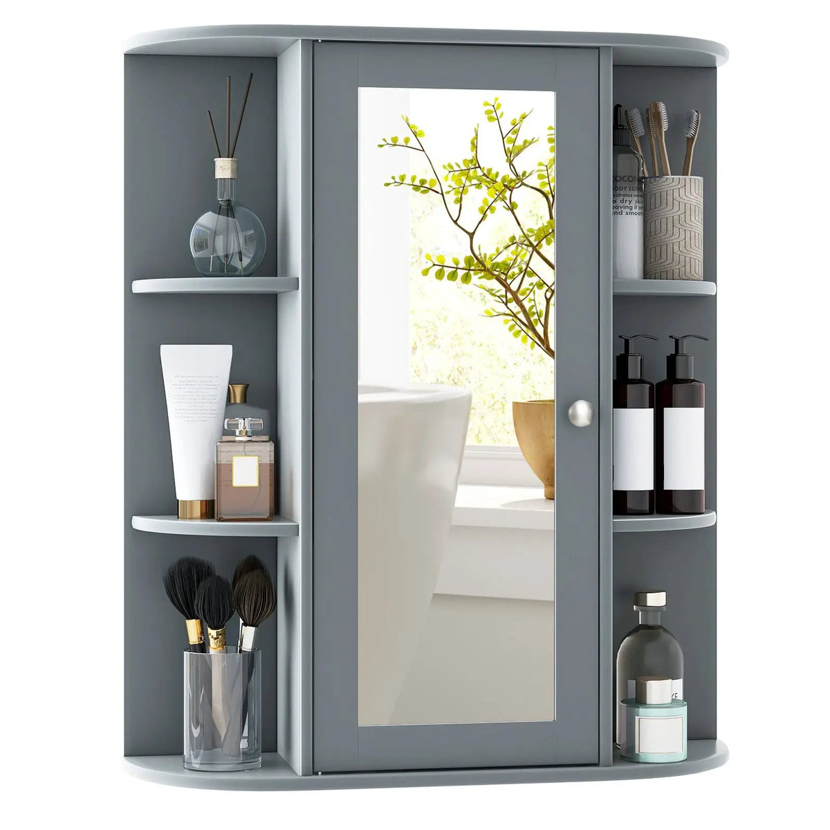 Mirrored Bathroom Medicine Cabinet with Single Mirror Door and Adjustable Shelf by DirectDeals