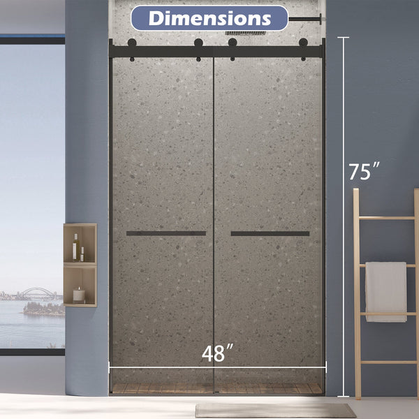 Dual Sliding Frameless Shower Door with Silent Soft-Close Design - Matte, photo 2 of 7