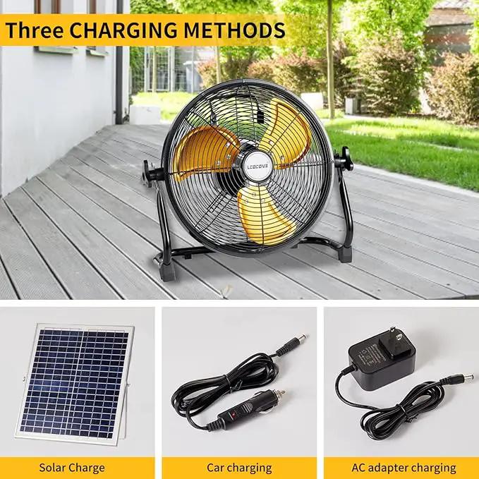 Battery Operated Solar Fan, Solar Powered Portable Fan Can Running 5-24 Hours,Rechargable Fan with USB Output For Emergency Situation by Outdoor Solar Outlet