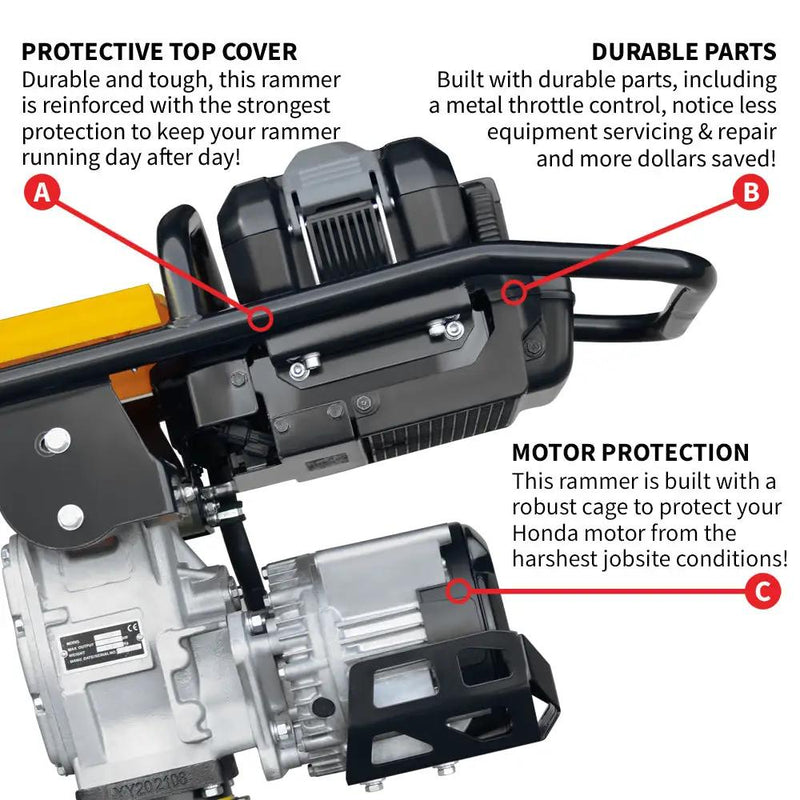 2.4 HP Battery Powered Vibratory Rammer Tamper Compactor with Honda GXE2.0S Motor by Tomahawk Power