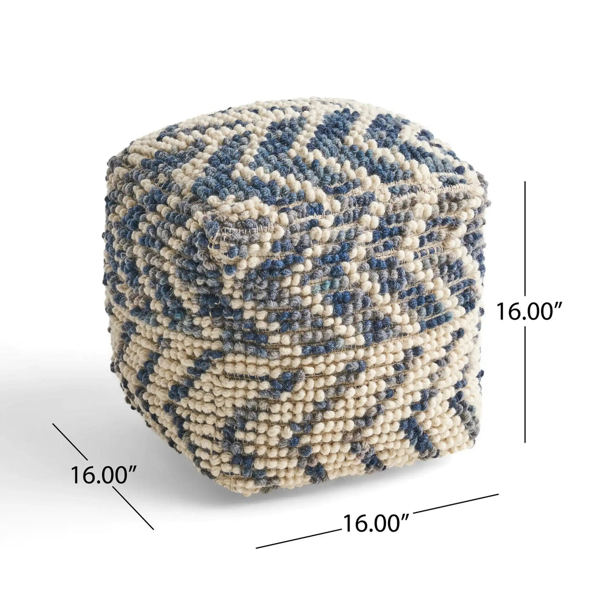 Alina Wool and Cotton Pouf with Polystyrene Filling - Natural, photo 3 of 6