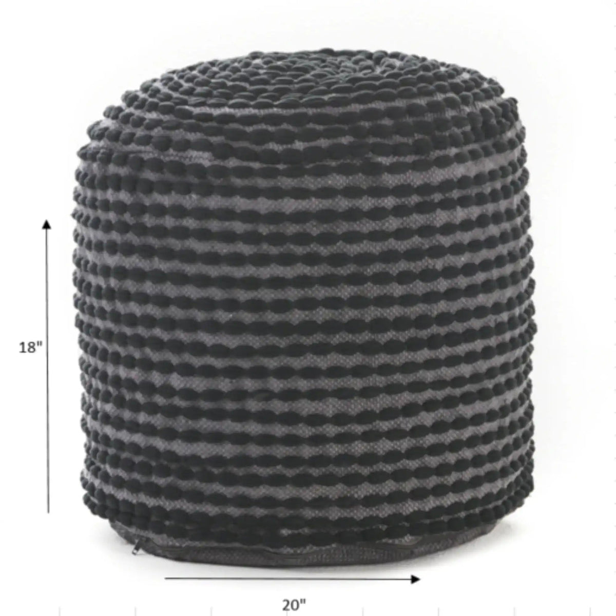 Handcrafted Cylindrical Accent Pouf with Water Resistant Fabric - White, Green, Black, photo 17 of 18