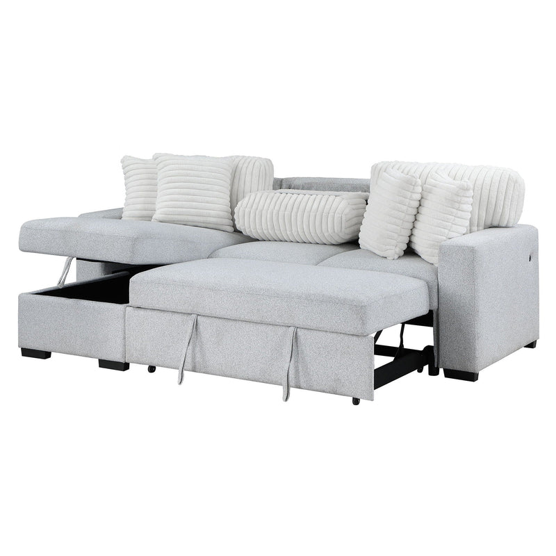 Reversible Pull Out Sofa Bed with Cup Holders - Light Gray, photo 11 of 12
