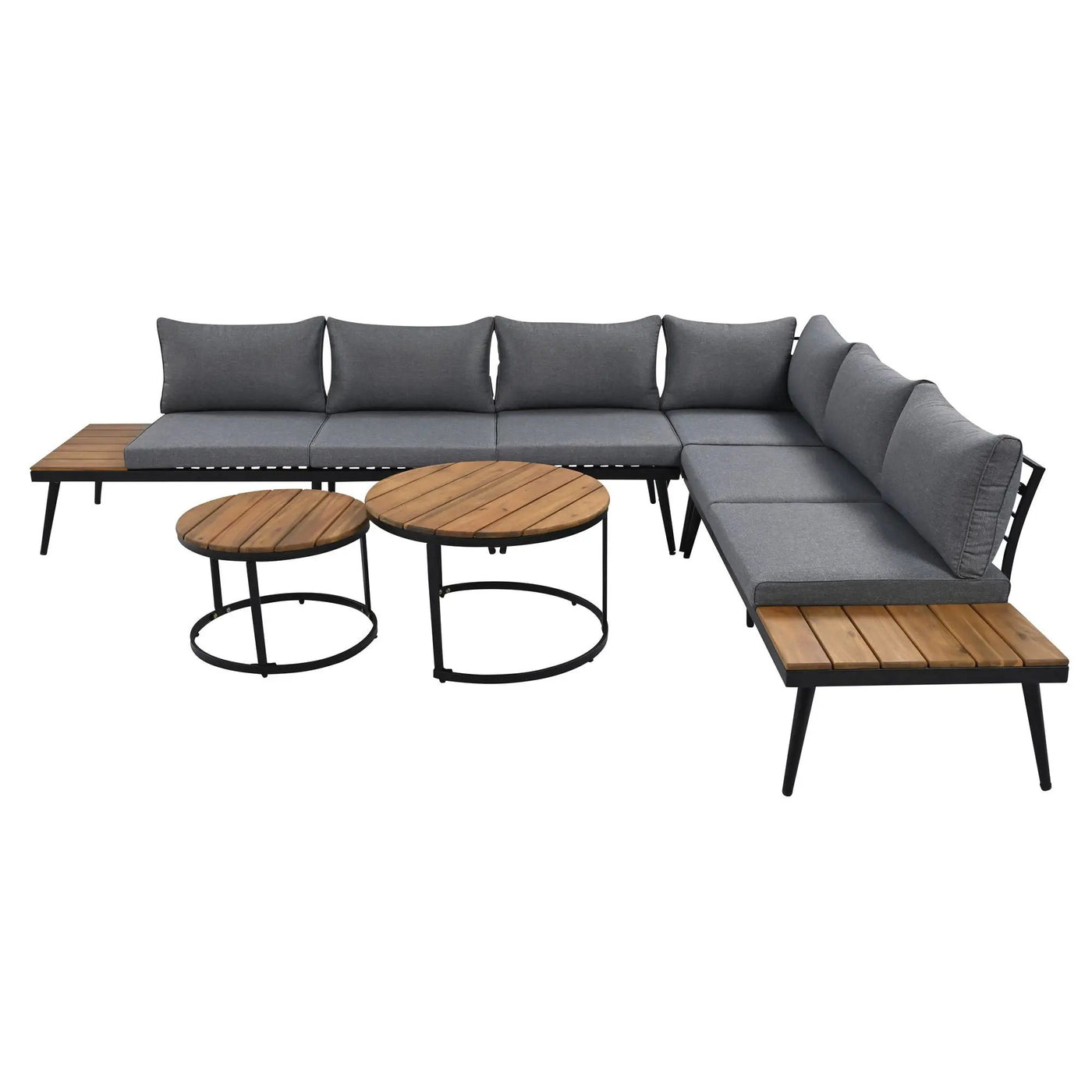 Modern Outdoor Sectional Sofa Set With Nesting Coffee Tables by HouseOfZazla