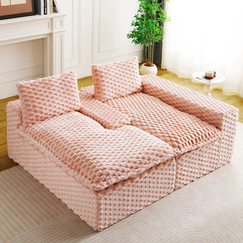 Modular Sofa, Convertible Twin Seat With Chaise Lounge by Unique Piece Furniture