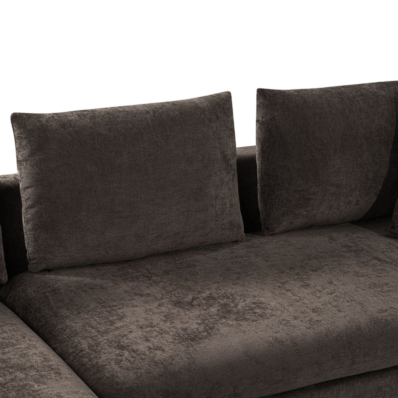 Modern L Shaped Sectional Sofa With Upholstery And Wooden Storage by HouseOfZazla