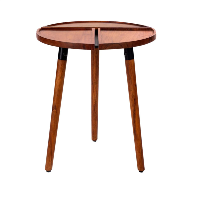 Round Acacia Wood Side Accent Table by BLAKHOM