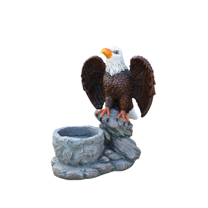 Standing Eagle Statue Garden Planter on Faux Stone Base by HouseOfZazla