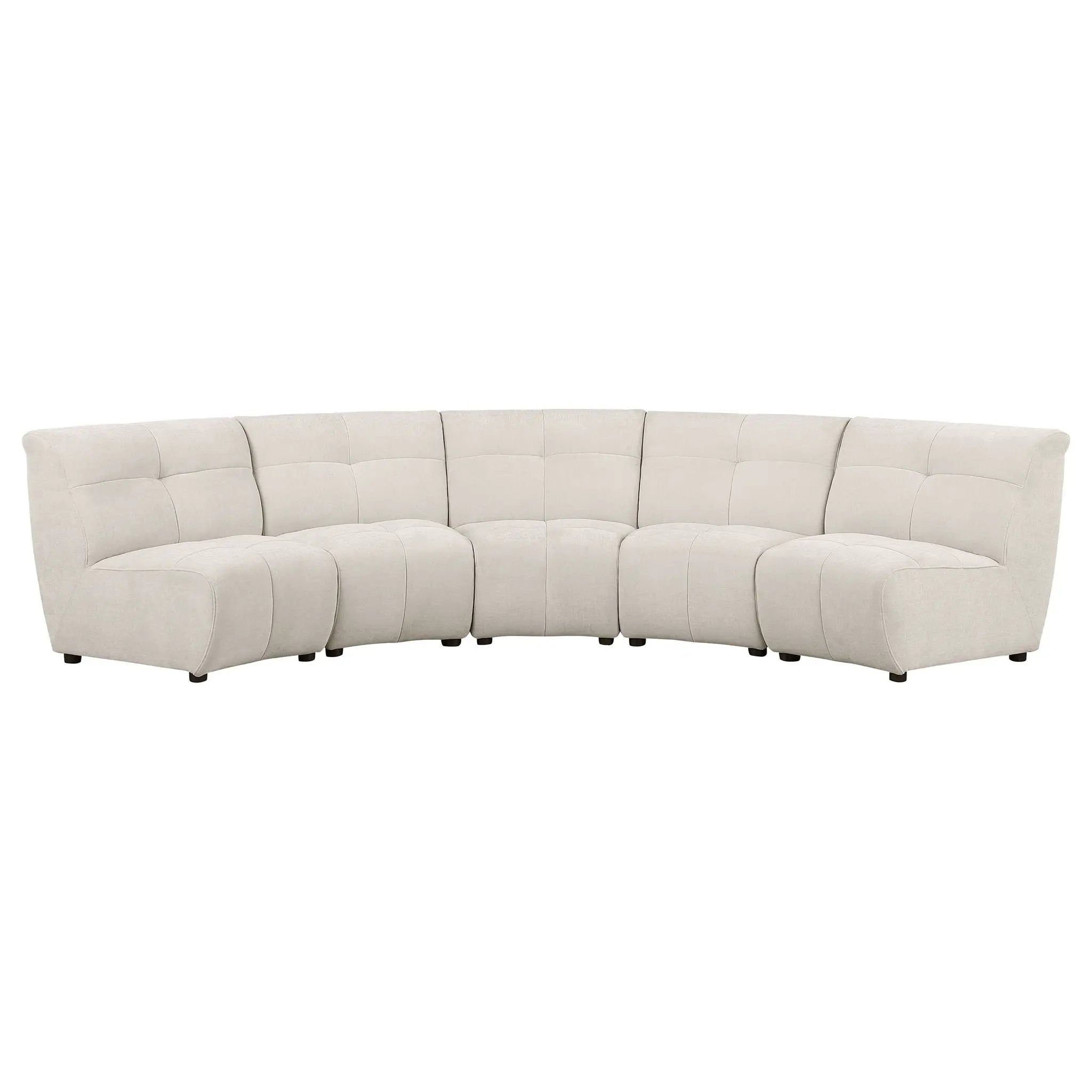 Oliver - 5 Piece Upholstered Sectional Sofa With Curved Silhouette - Ivory by HouseOfZazla