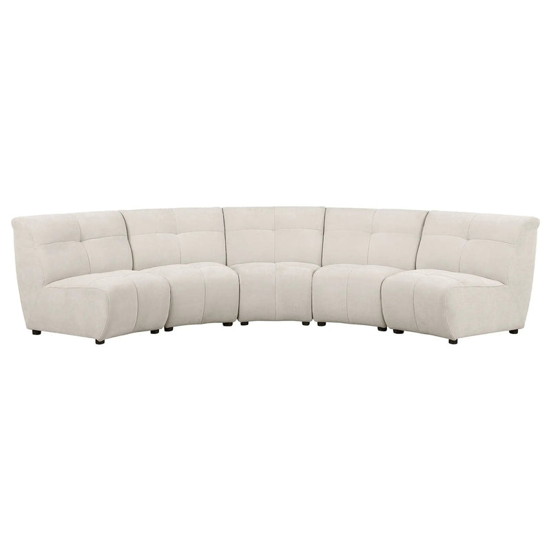 Oliver - 5 Piece Upholstered Sectional Sofa With Curved Silhouette - Ivory by HouseOfZazla