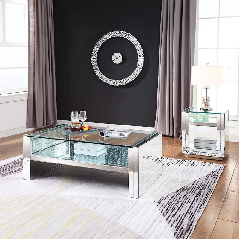 Nysa - 47" Coffee Table - Mirrored & Faux Crystals by Unique Piece Furniture