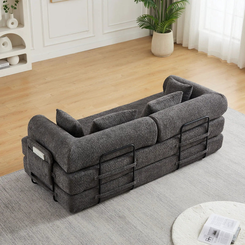 Convertible Sleeper Sofa Bed With Cylindrical Pillow by HouseOfZazla