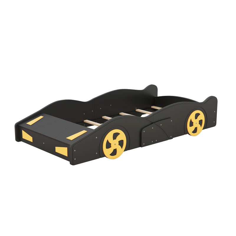 Race Car Shaped Platform Bed With Wheels And Storage by HouseOfZazla
