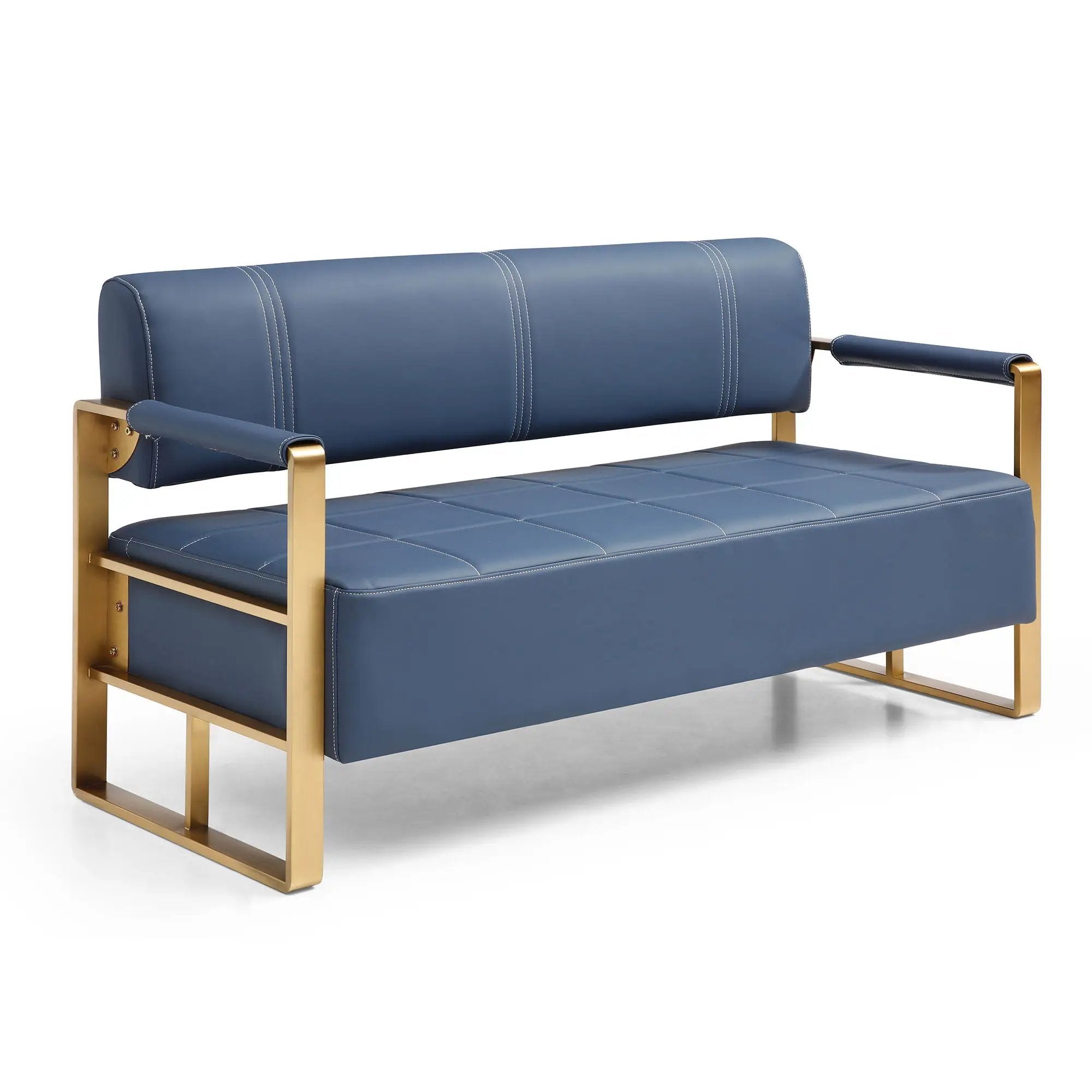 Modern Upholstery Accent Loveseat Sofa For Living Room 2 Seater With Metal Arms by HouseOfZazla