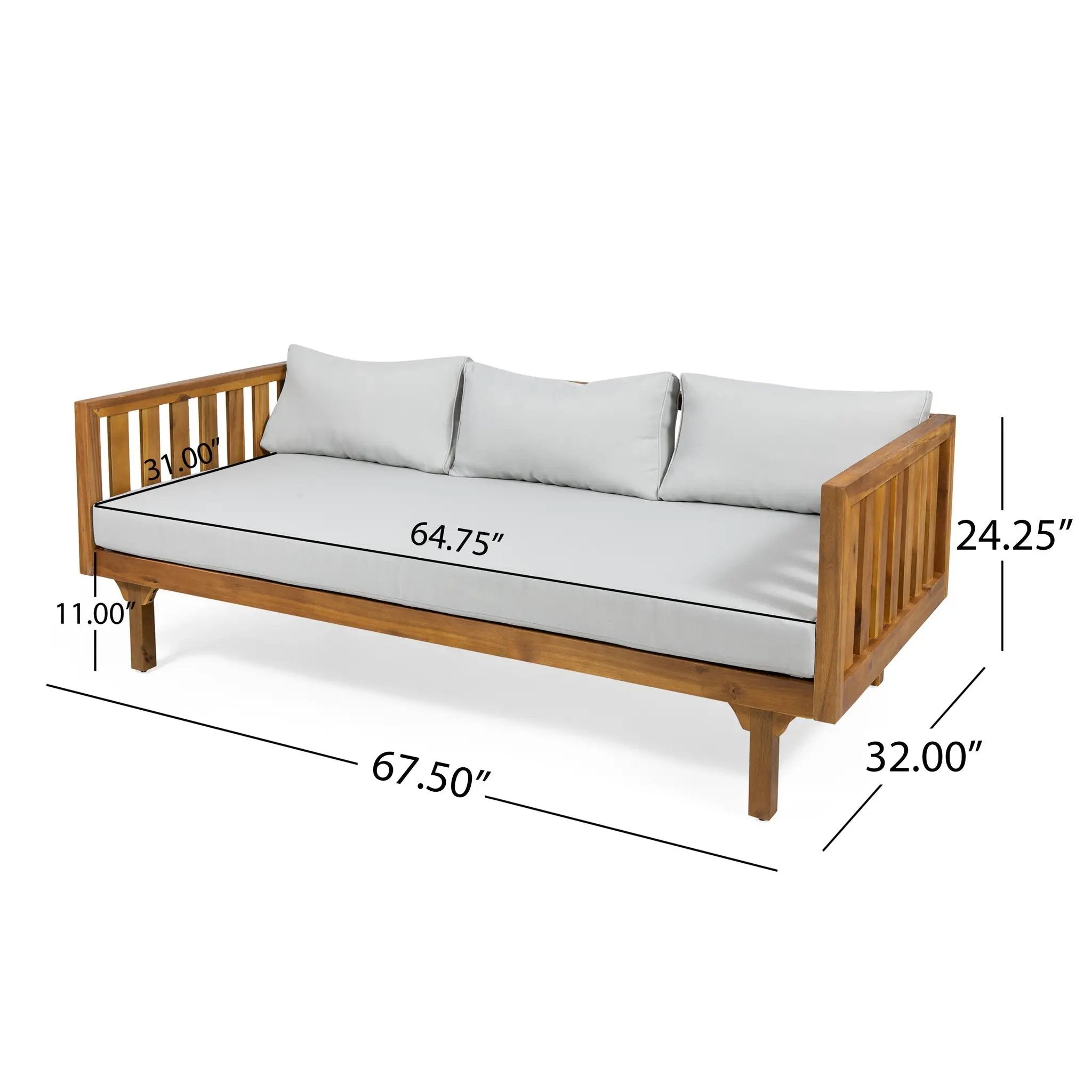 Claremont 3-Seater Daybed and Acacia Wood Patio Table Set by HouseOfZazla