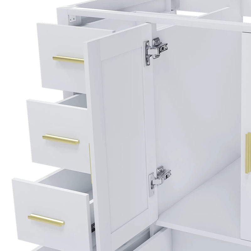 42" Bathroom Vanity Base Cabinet with 2 Soft-Close Double Doors & 9 Smooth Drawers by HouseOfZazla
