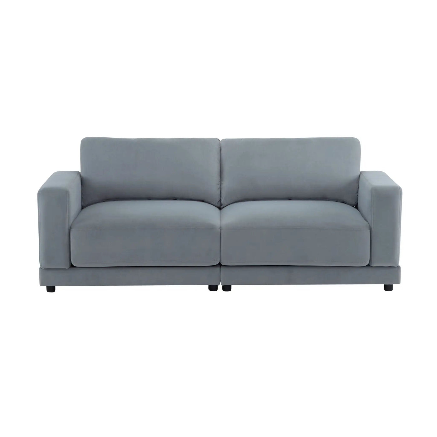Modern Square Arm Sofa With Soft Fabric Upholstery, Deep Cushions by HouseOfZazla