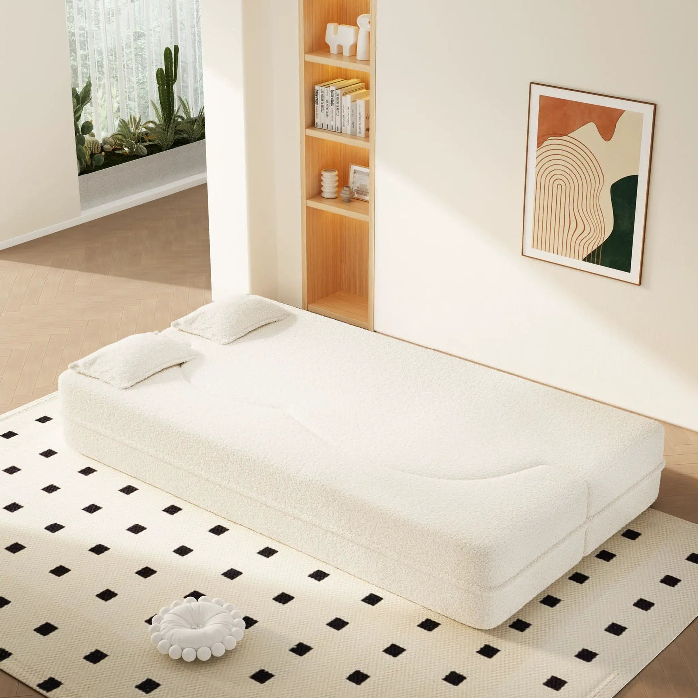 Modern Floor Sofa With 2 Pillows, Twin Size For Living Room by HouseOfZazla