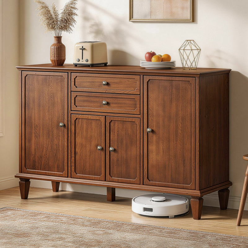 Vintage Wooden Sideboard Buffet Cabinet with Adjustable Shelves - Multi-Functional Storage