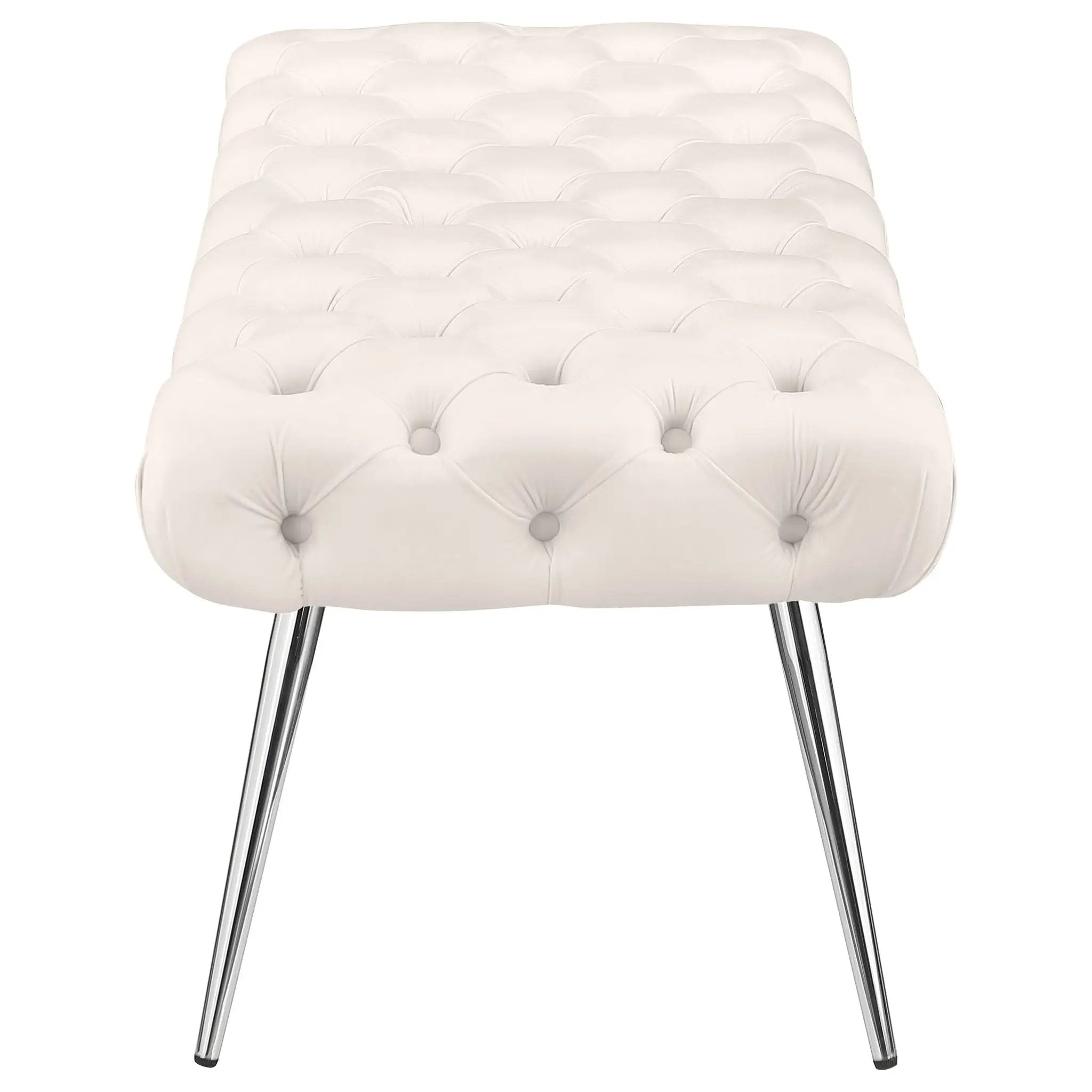 Ella Upholstered Tufted Bench Stainless Steel Legs Ivory by Unique Piece Furniture