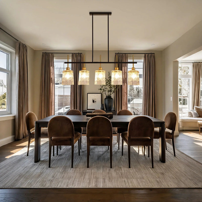 Chandelier 5 Light, Fixture Over Table - Black / Gold by Unique Piece Furniture