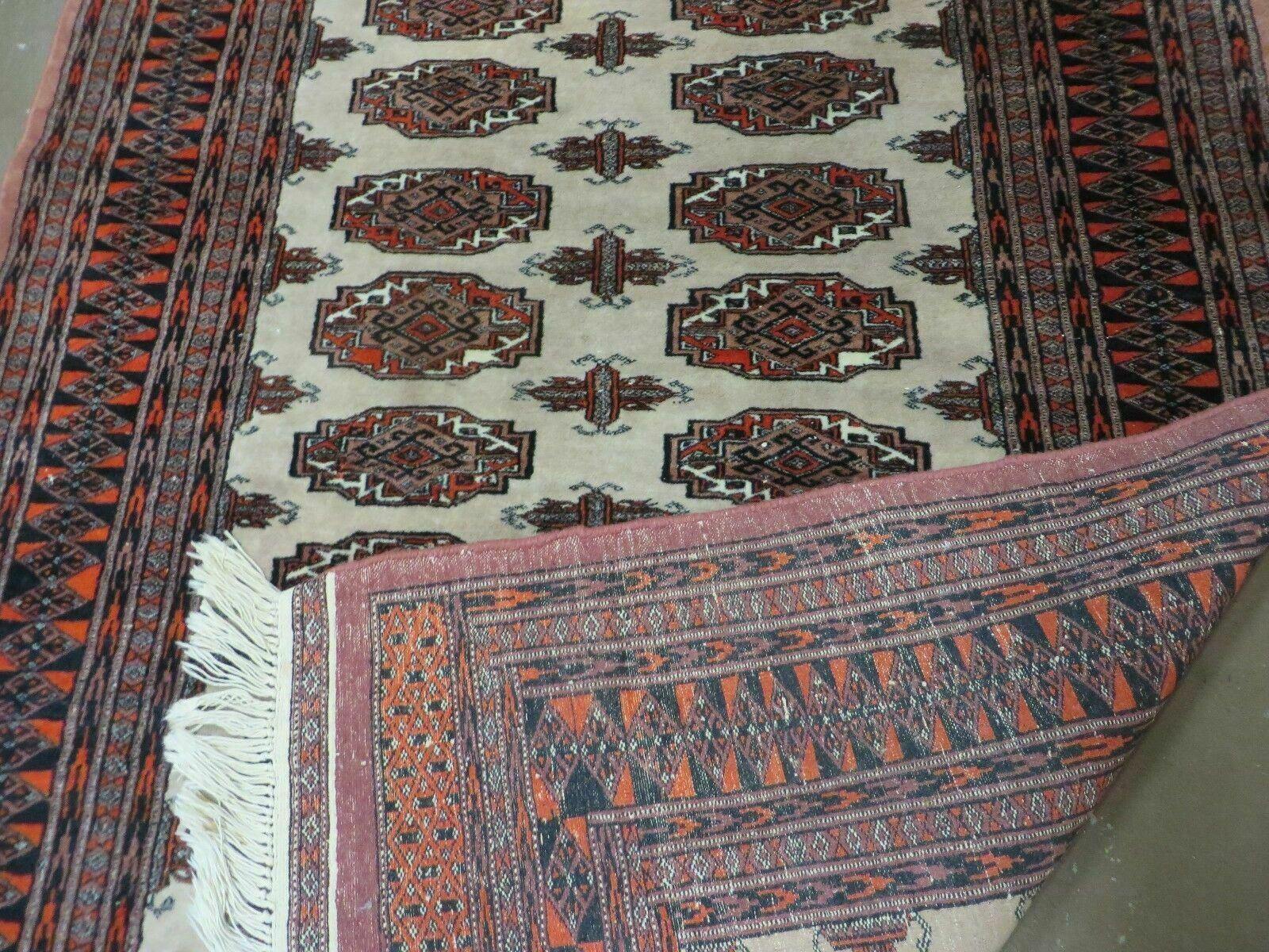 4' X 6' Vintage Handmade Bokhara Turkoman Pakistan Wool Rug Carpet Nice by Jewel Rugs