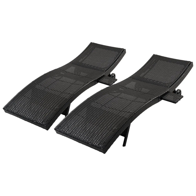 K&K 80'' Patio Wicker Chaise Lounge Chairs Set of 2 by HouseOfZazla