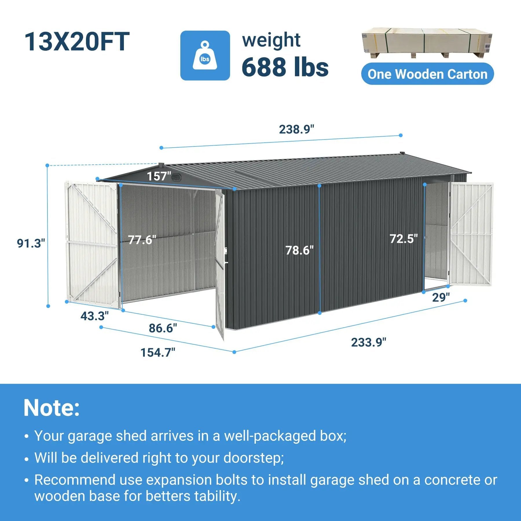 Outdoor Storage Shed 20x13 FT by HouseOfZazla